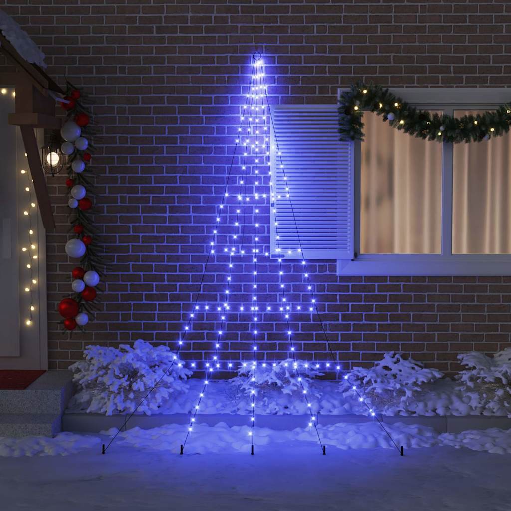 VidaXL LED-Weihnachtsbaum mit Erdspießen mit 168 LED blau 306 cm Metall
