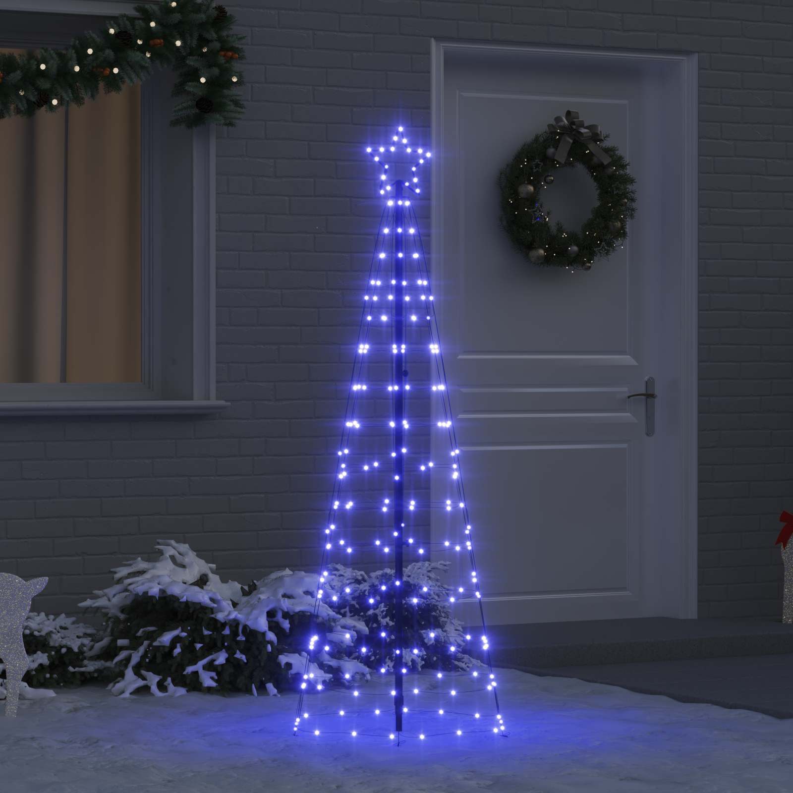 VidaXL LED-Weihnachtsbaum mit Erdspießen mit 390 LED blau 250 cm Eisen