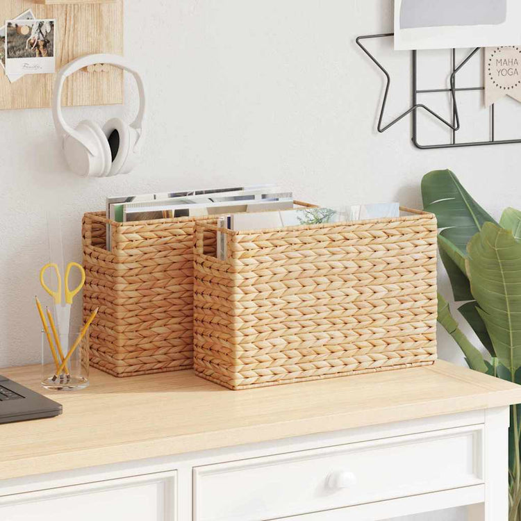 Vidaxl Zeitschriftenkörbe 2 Stück natur 39 x 14 x 25 cm Wasserhyazinthe