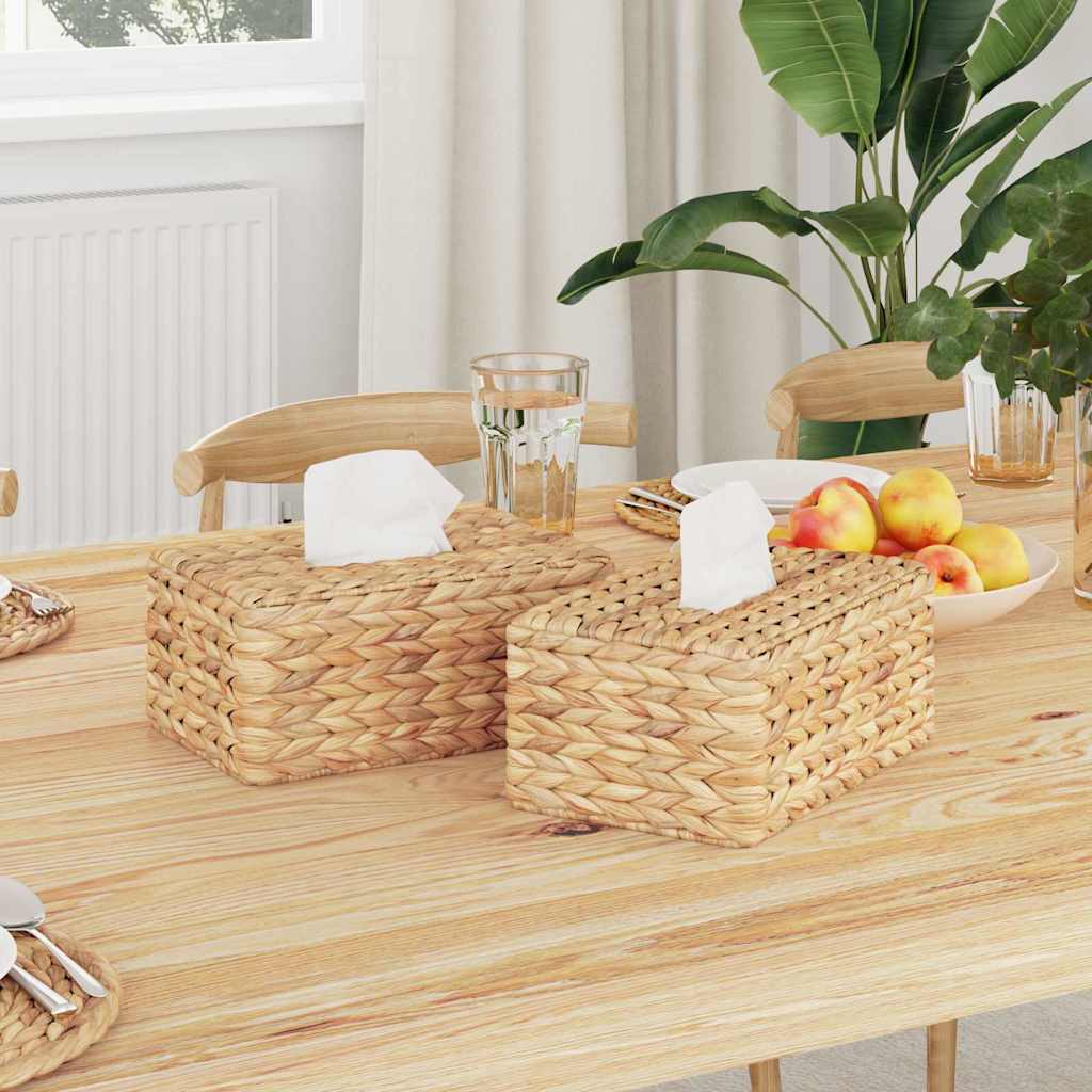 VidaXL Taschentuchbox umfasst 2 Stück Wasserhyazinthe 27,5 x 16,5 x 14 cm natur