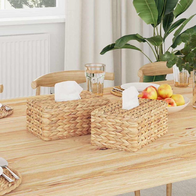 VidaXL Taschentuchbox umfasst 2 Stück Wasserhyazinthe 27,5 x 16,5 x 14 cm natur