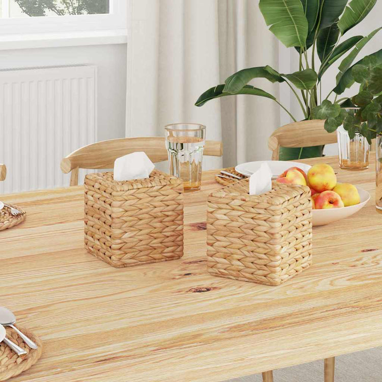 VidaXL Taschentuchbox umfasst 2 Stück Wasserhyazinthe 14,5 x 14,5 x 15 cm natur