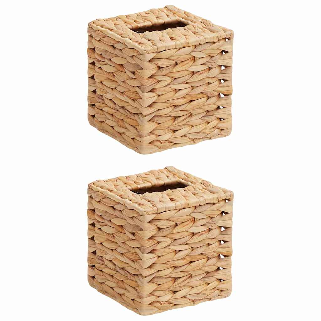 VidaXL Taschentuchbox umfasst 2 Stück Wasserhyazinthe 14,5 x 14,5 x 15 cm natur