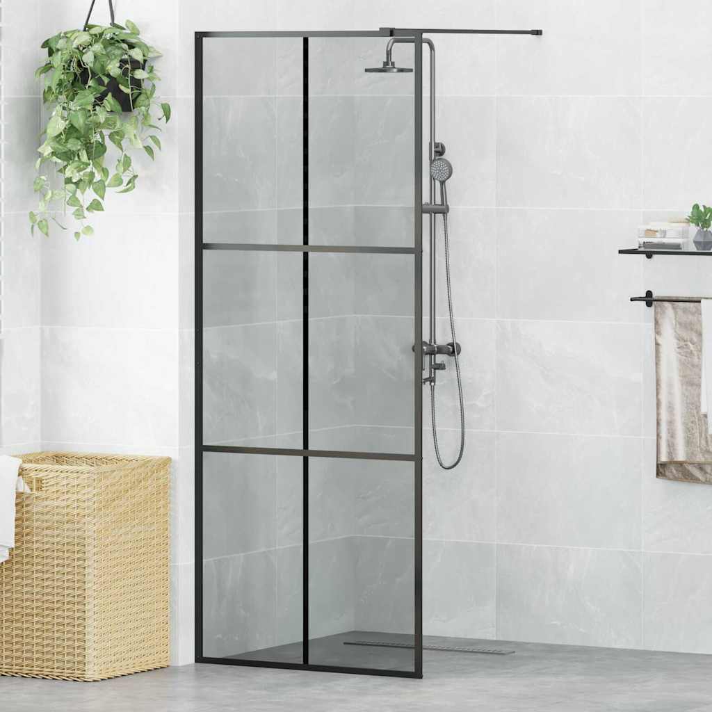 Vidaxx begehbare Duschwand schwarz 80 x 195 cm Hartglas