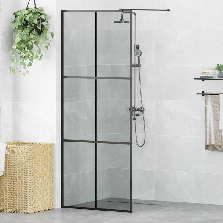 Vidaxx begehbare Duschwand schwarz 80 x 195 cm Hartglas