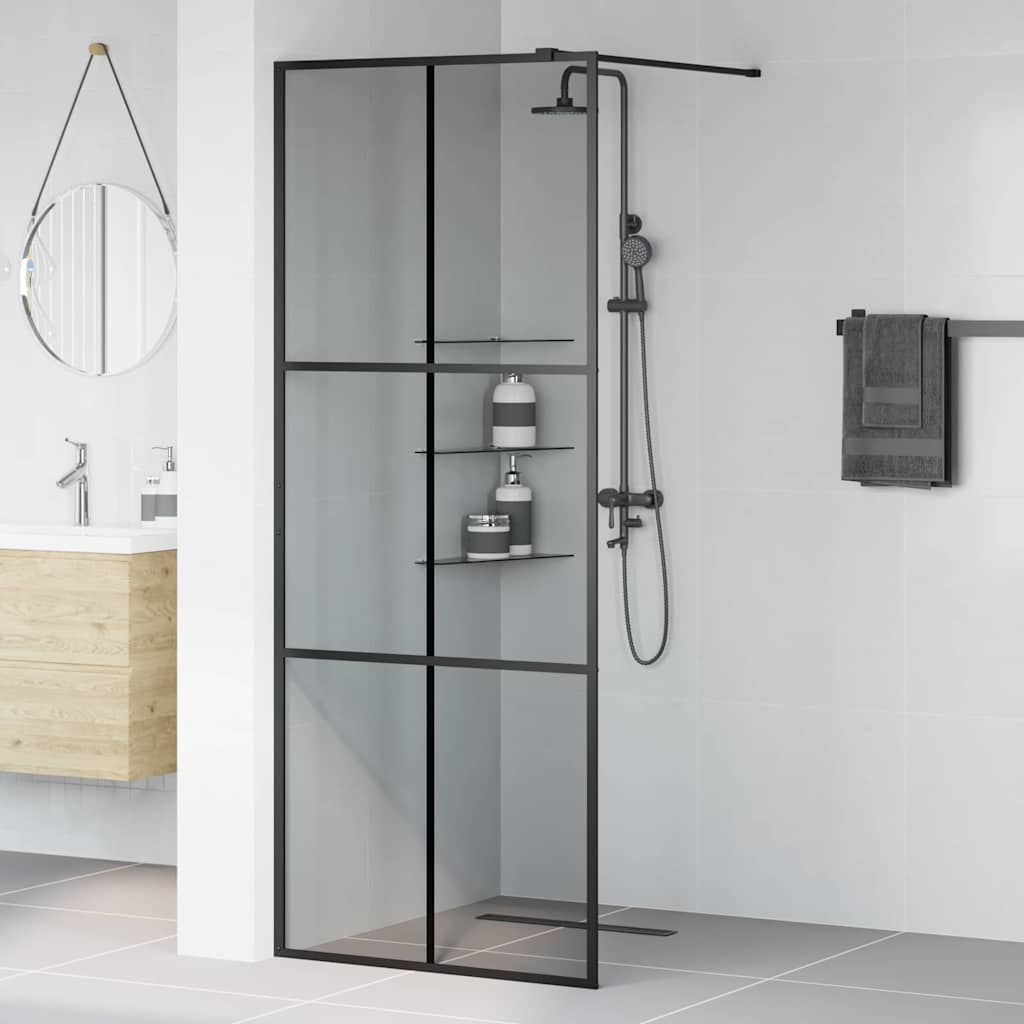 Vidaxx begehbare Duschwand schwarz 80 x 195 cm Hartglas