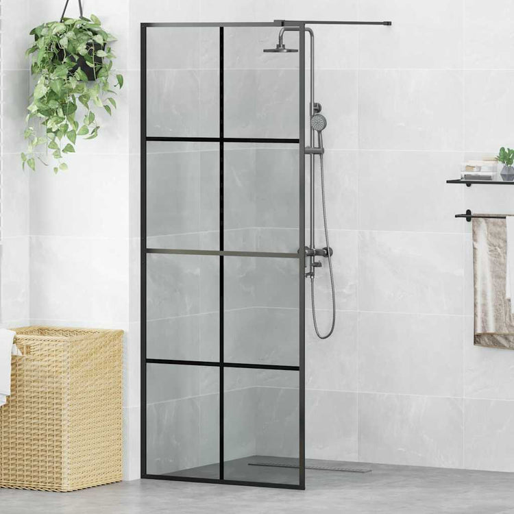 Vidaxx begehbare Duschwand schwarz 80 x 195 cm Hartglas