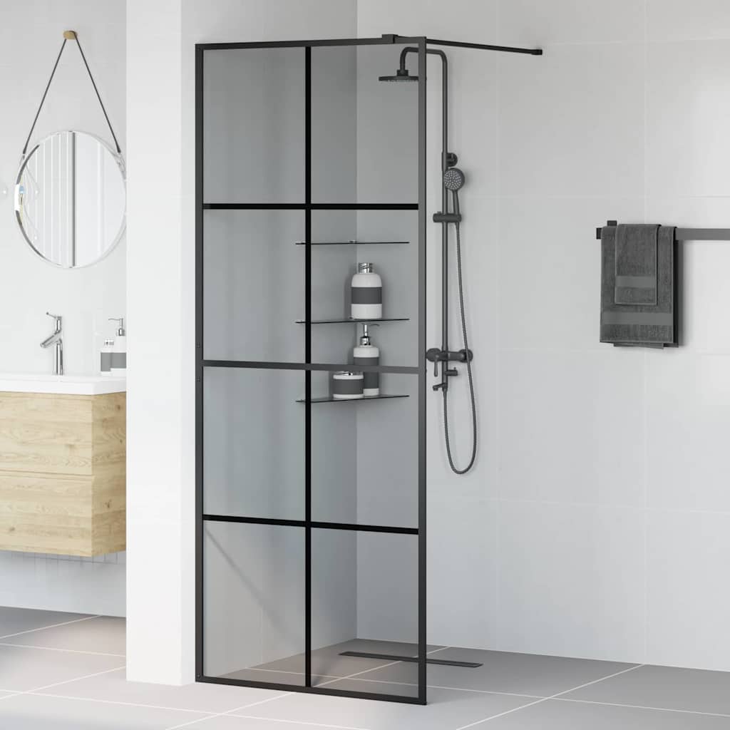 Vidaxx begehbare Duschwand schwarz 80 x 195 cm Hartglas