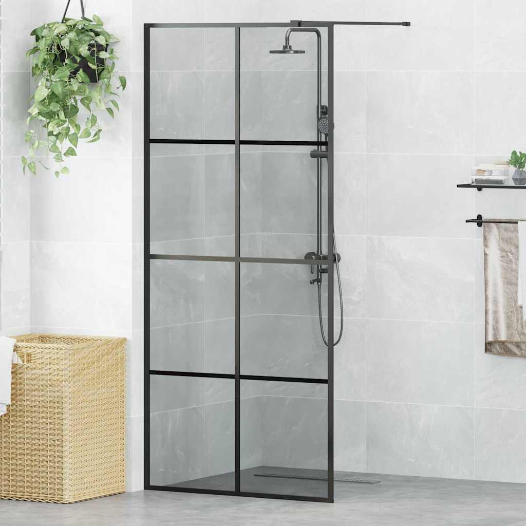 Vidaxx begehbare Duschwand schwarz 90 x 195 cm Hartglas