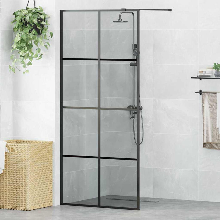 Vidaxx begehbare Duschwand schwarz 90 x 195 cm Hartglas