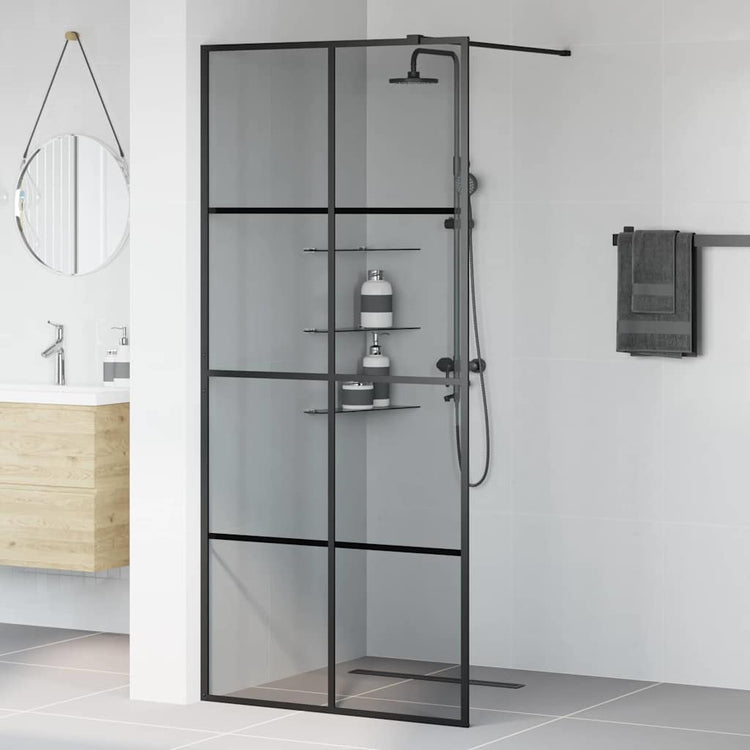 Vidaxx begehbare Duschwand schwarz 90 x 195 cm Hartglas