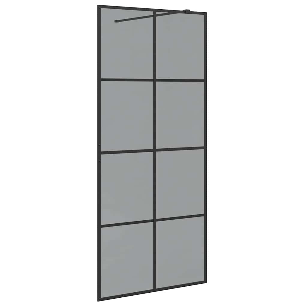 Vidaxx begehbare Duschwand schwarz 90 x 195 cm Hartglas