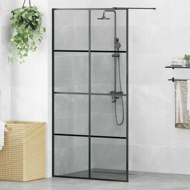 Vidaxx begehbare Duschwand schwarz 100 x 195 cm Hartglas