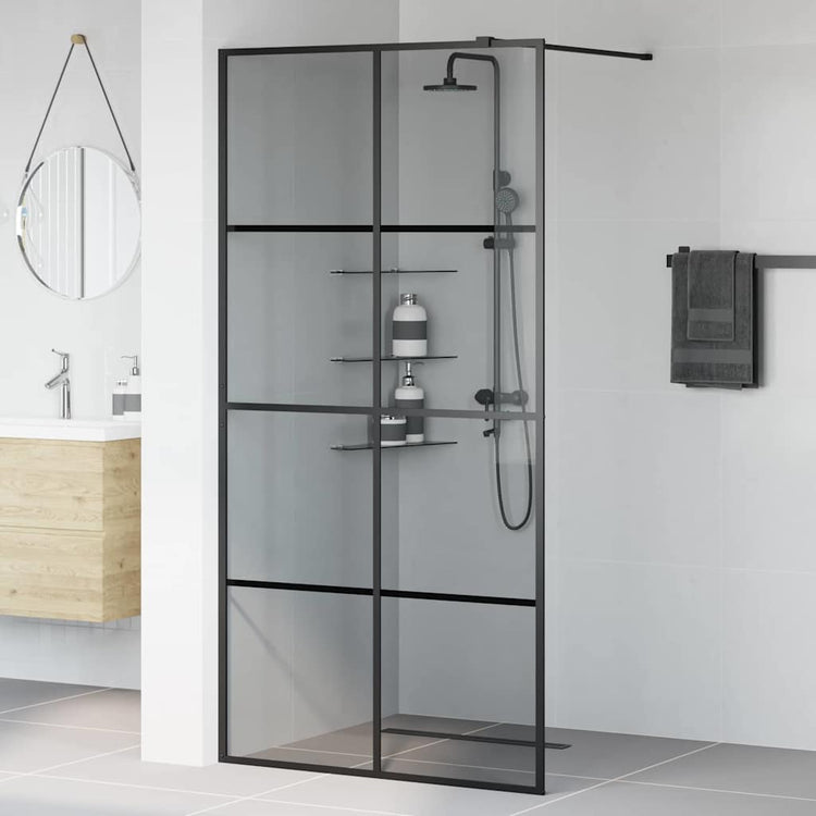 Vidaxx begehbare Duschwand schwarz 100 x 195 cm Hartglas