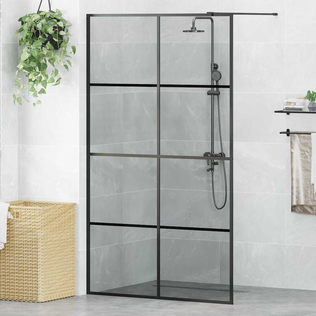 Vidaxx begehbare Duschwand schwarz 115 x 195 cm Hartglas