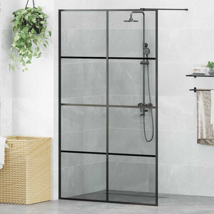 Vidaxx begehbare Duschwand schwarz 115 x 195 cm Hartglas