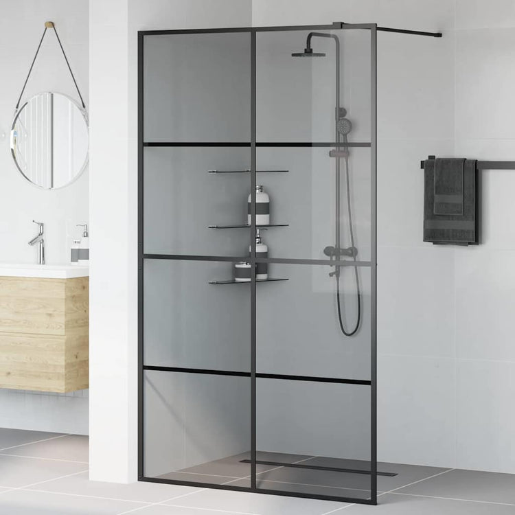 Vidaxx begehbare Duschwand schwarz 115 x 195 cm Hartglas
