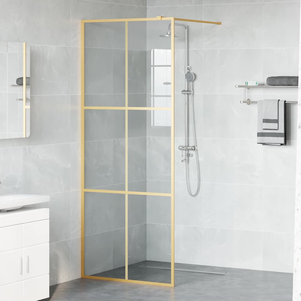 Vidaxx begehbare Duschwand Gold 80 x 195 cm Hartglas