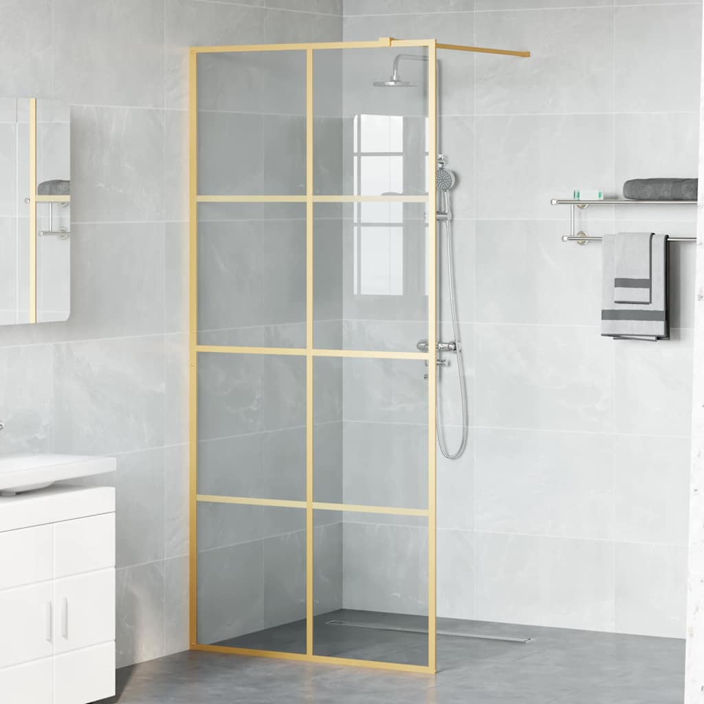 Vidaxx begehbare Duschwand Gold 90 x 195 cm Hartglas