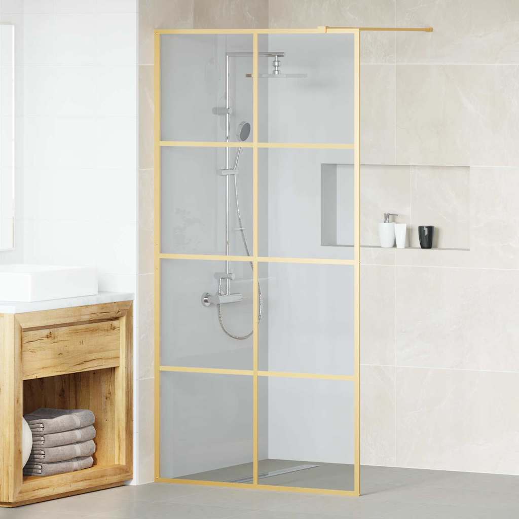 Vidaxx begehbare Duschwand Gold 100 x 195 cm Hartglas