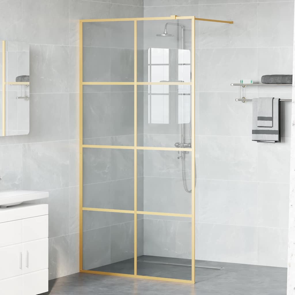Vidaxx begehbare Duschwand Gold 100 x 195 cm Hartglas