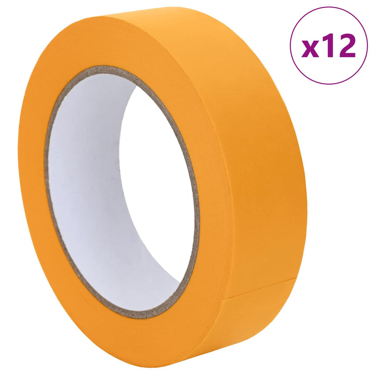 VidaXL Farbabdeckbänder 12 Stück gelb 30 mm x 50 m Papier