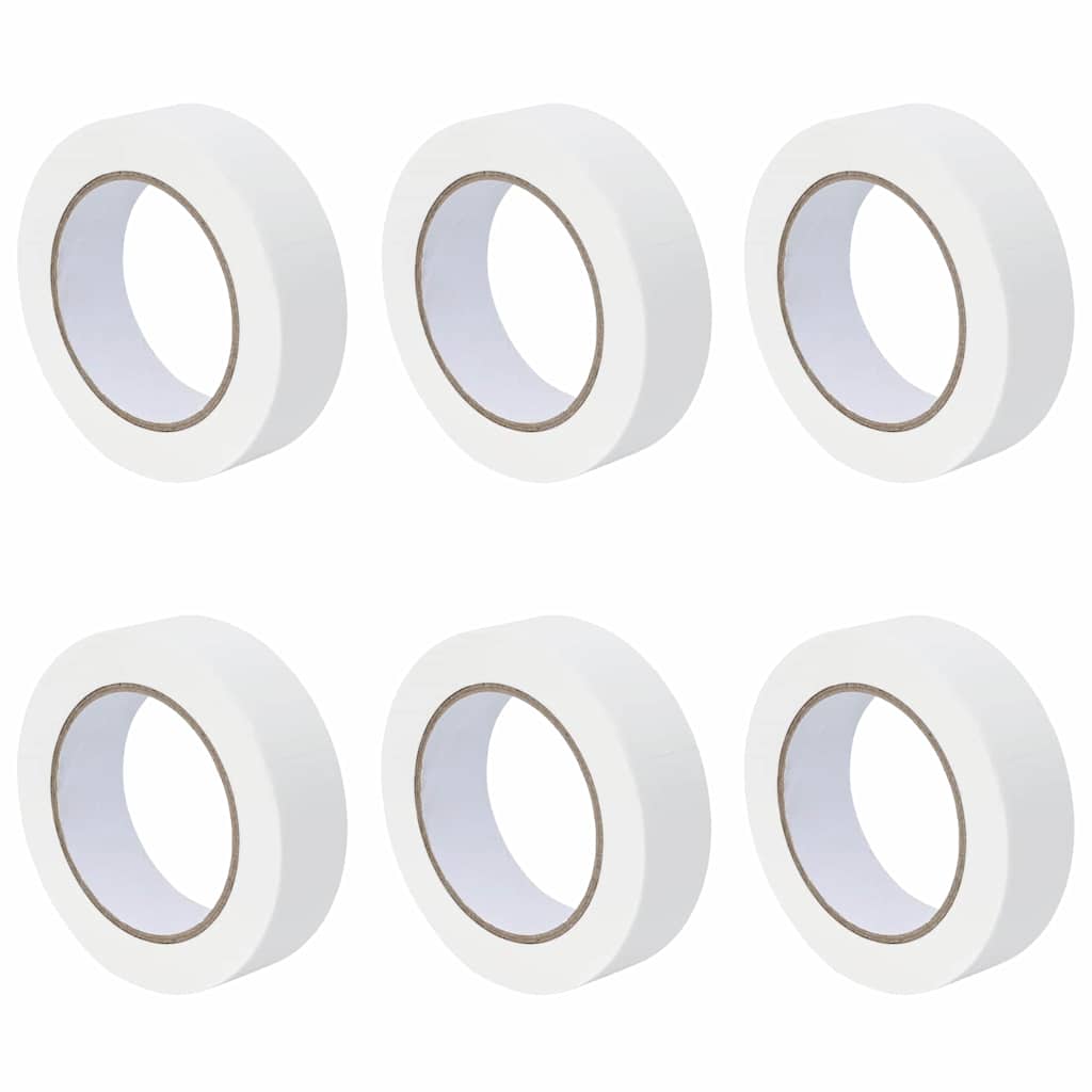 VidaXL Farbabdeckbänder 6 Stück weiß 30 mm x 50 m Papier