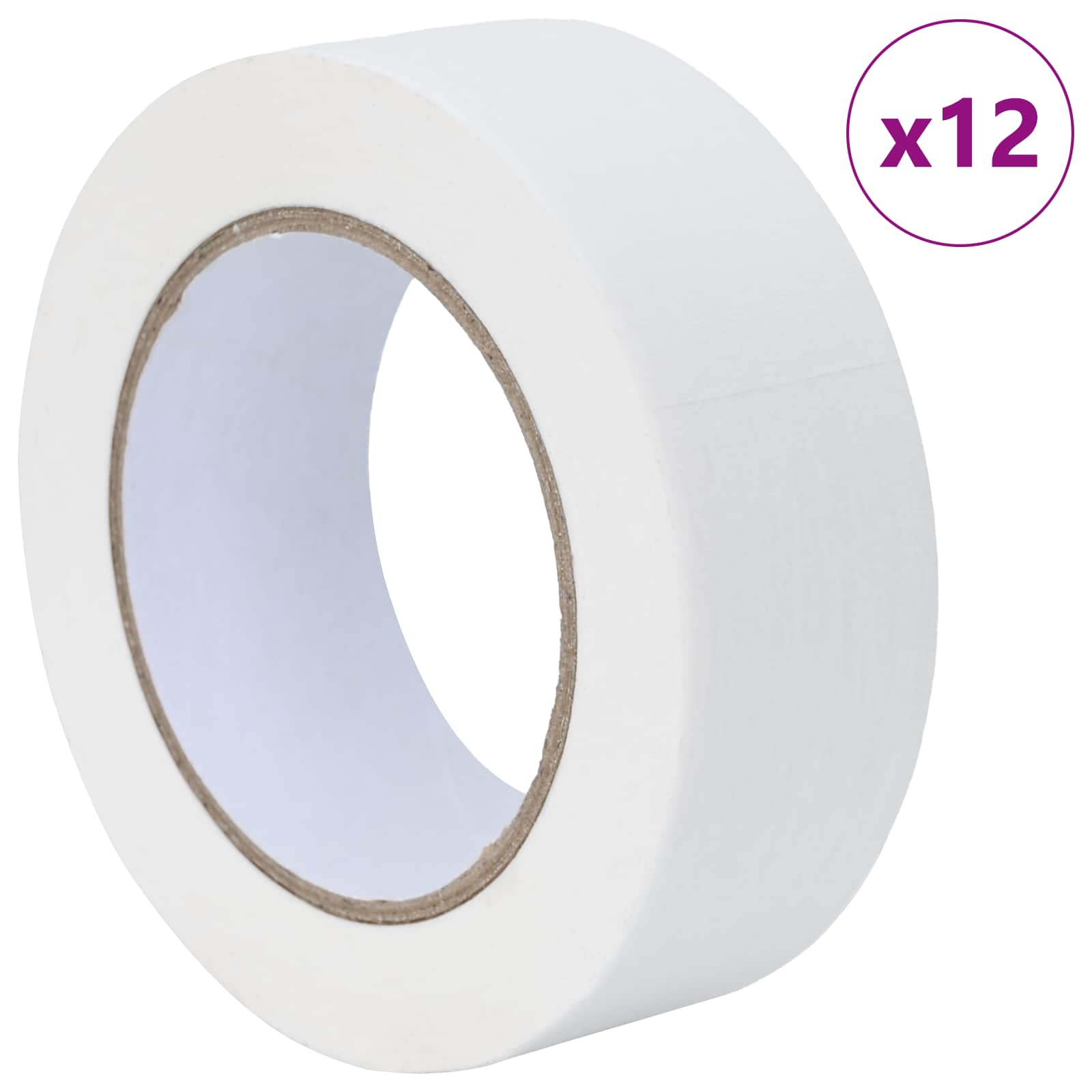 VidaXL Farbabdeckbänder 12 Stück weiß 38 mm x 50 m Papier