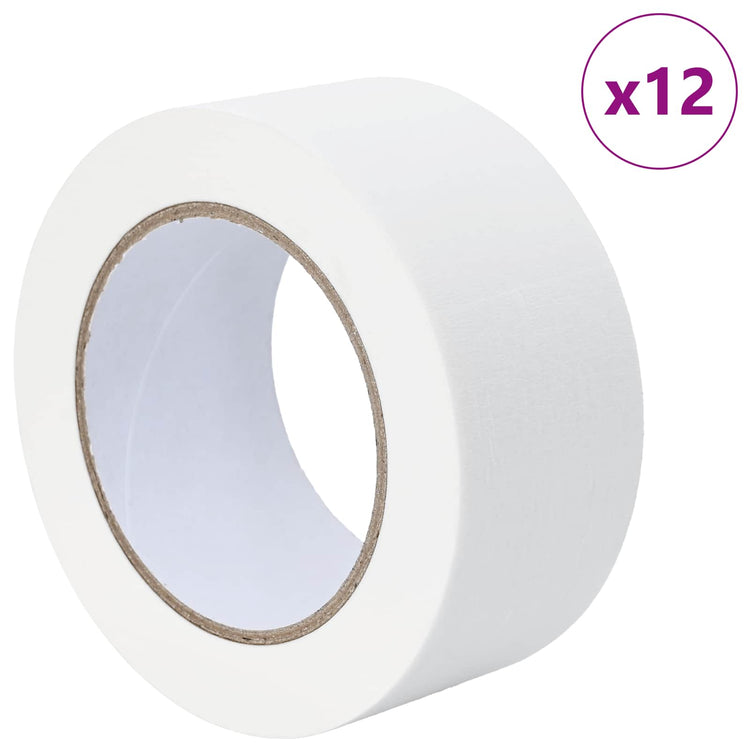 VidaXL Farbabdeckbänder 12 Stück weiß 50 mm x 50 m Papier