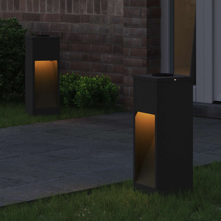 Vidaxxl Solar-LED-Wegbeleuchtung, 2 Stück, schwarzer kaltgewalzter Stahl