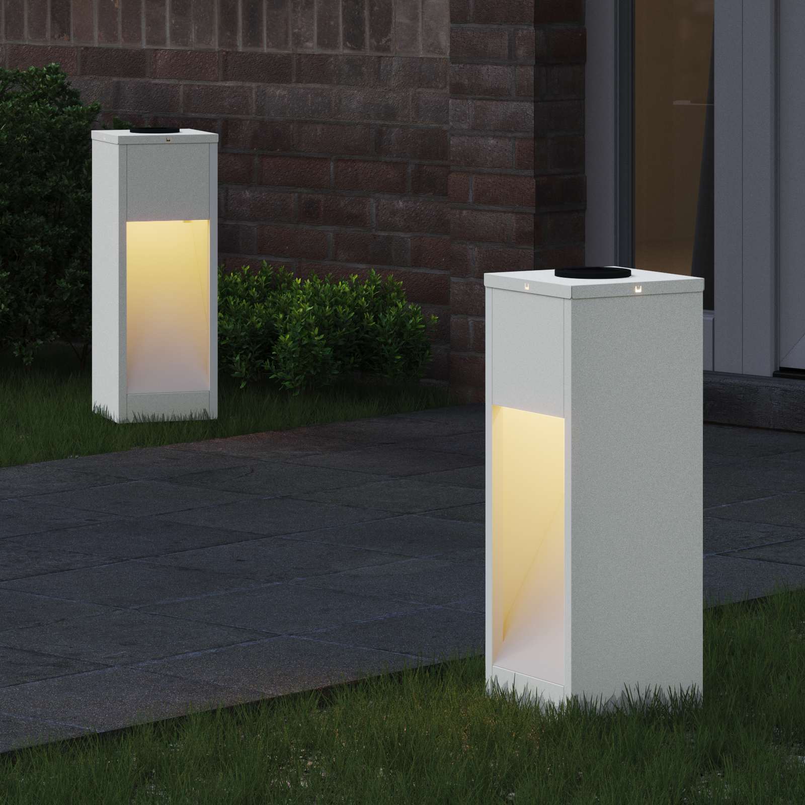 Vidaxxl Solar-LED-Wegbeleuchtung, 2 Stück, weißer kaltgewalzter Stahl