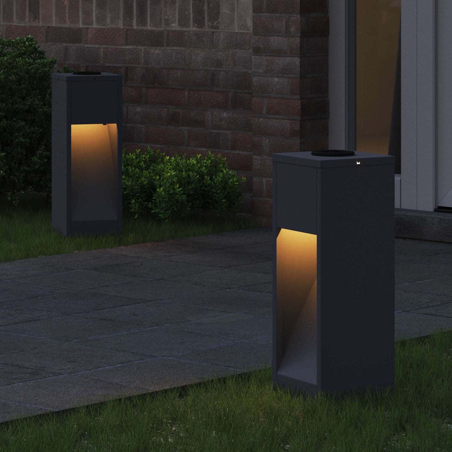 Vidaxl Solar-LED-Wegbeleuchtung 2 Stk. Anthrazit kaltgewalzter Stahl