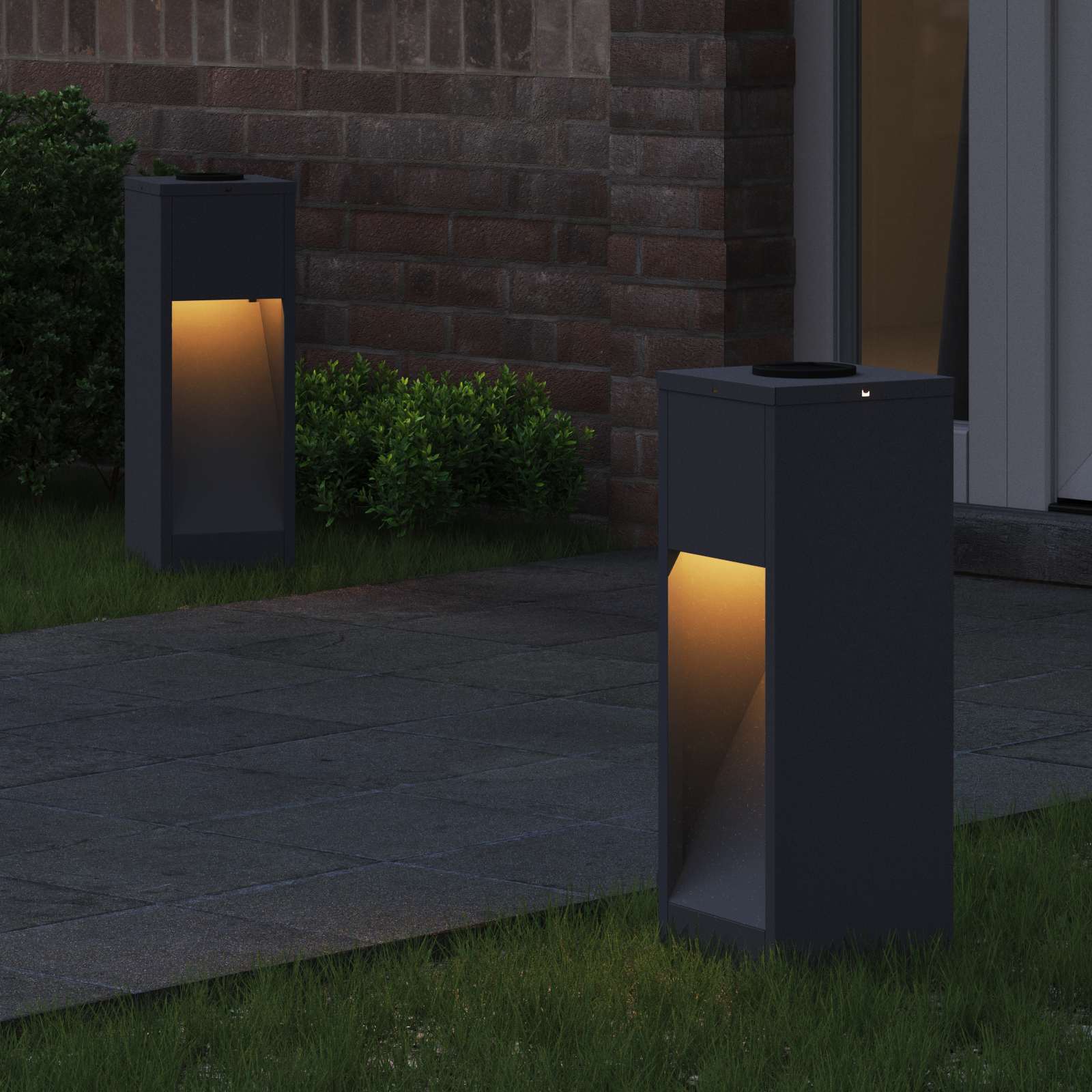 Vidaxl Solar-LED-Wegbeleuchtung 2 Stk. Anthrazit kaltgewalzter Stahl