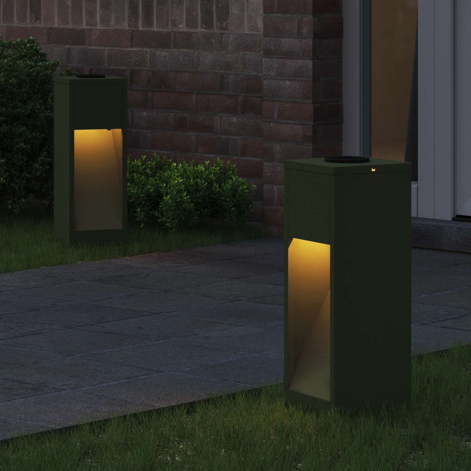 Vidaxxl Solar-LED-Wegbeleuchtung 2 Stück olivgrüner kaltgewalzter Stahl