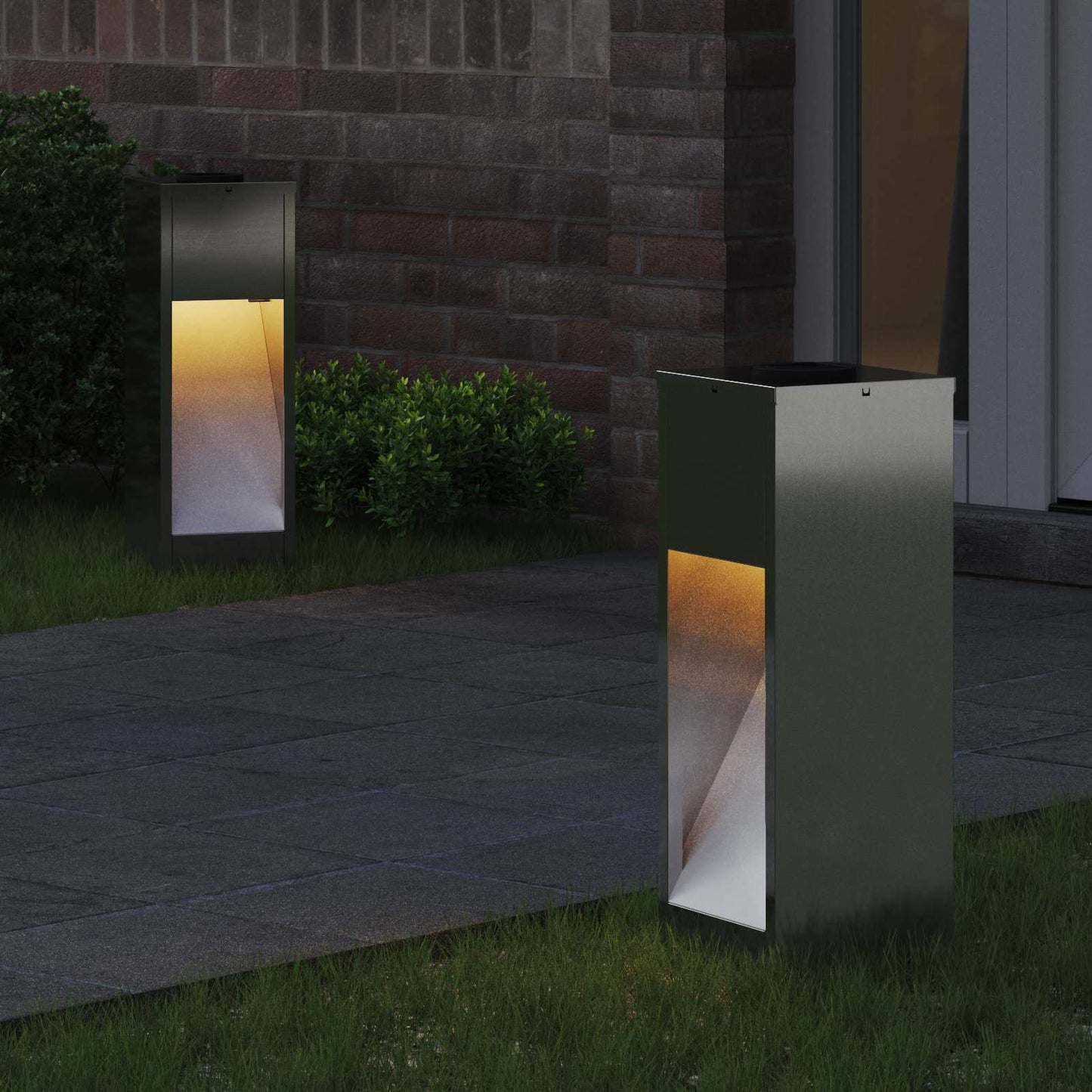 VidaXL Solar-LED-Wegbeleuchtung 2 Stk. Silber verzinkt