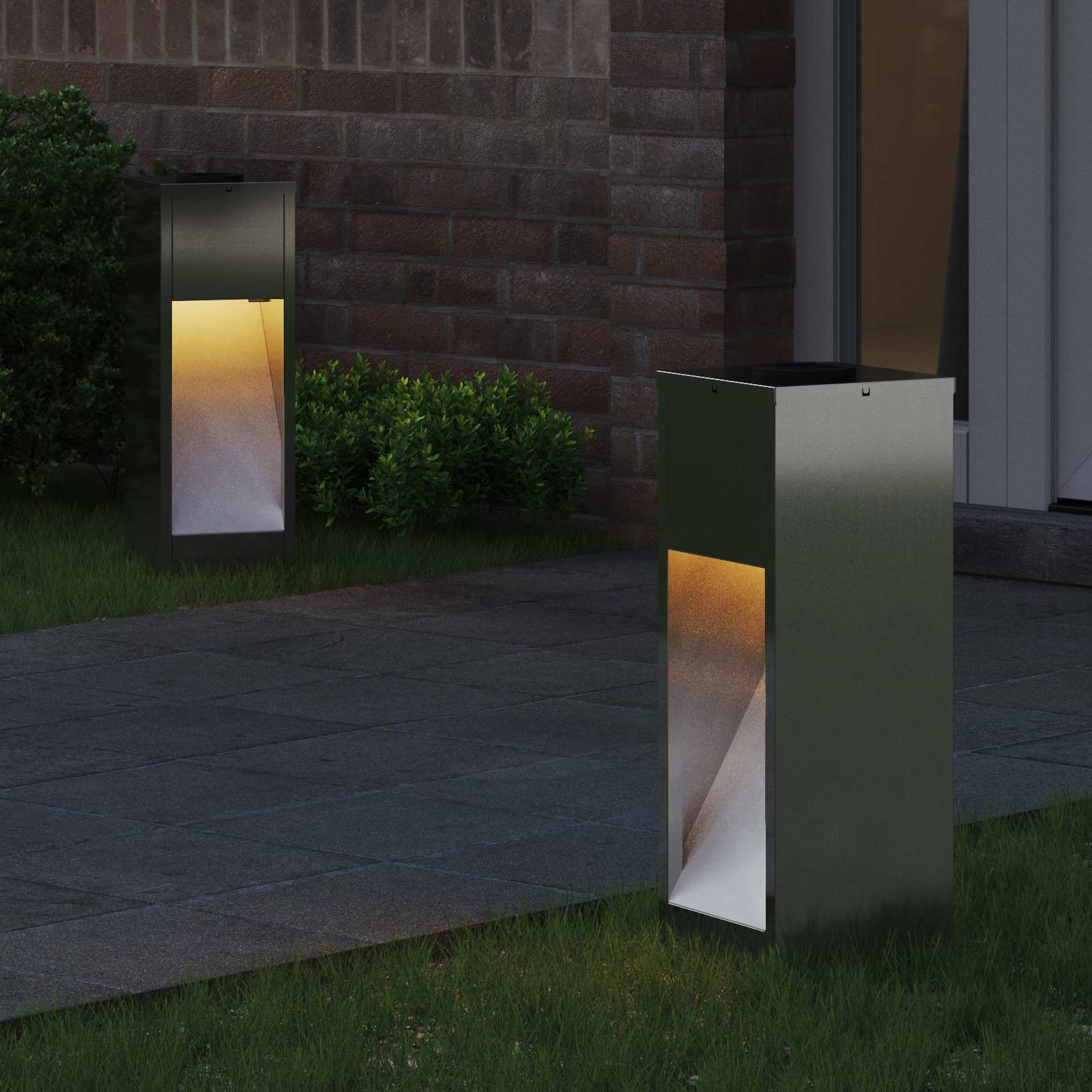 VidaXL Solar-LED-Wegbeleuchtung 2 Stk. Silber verzinkt
