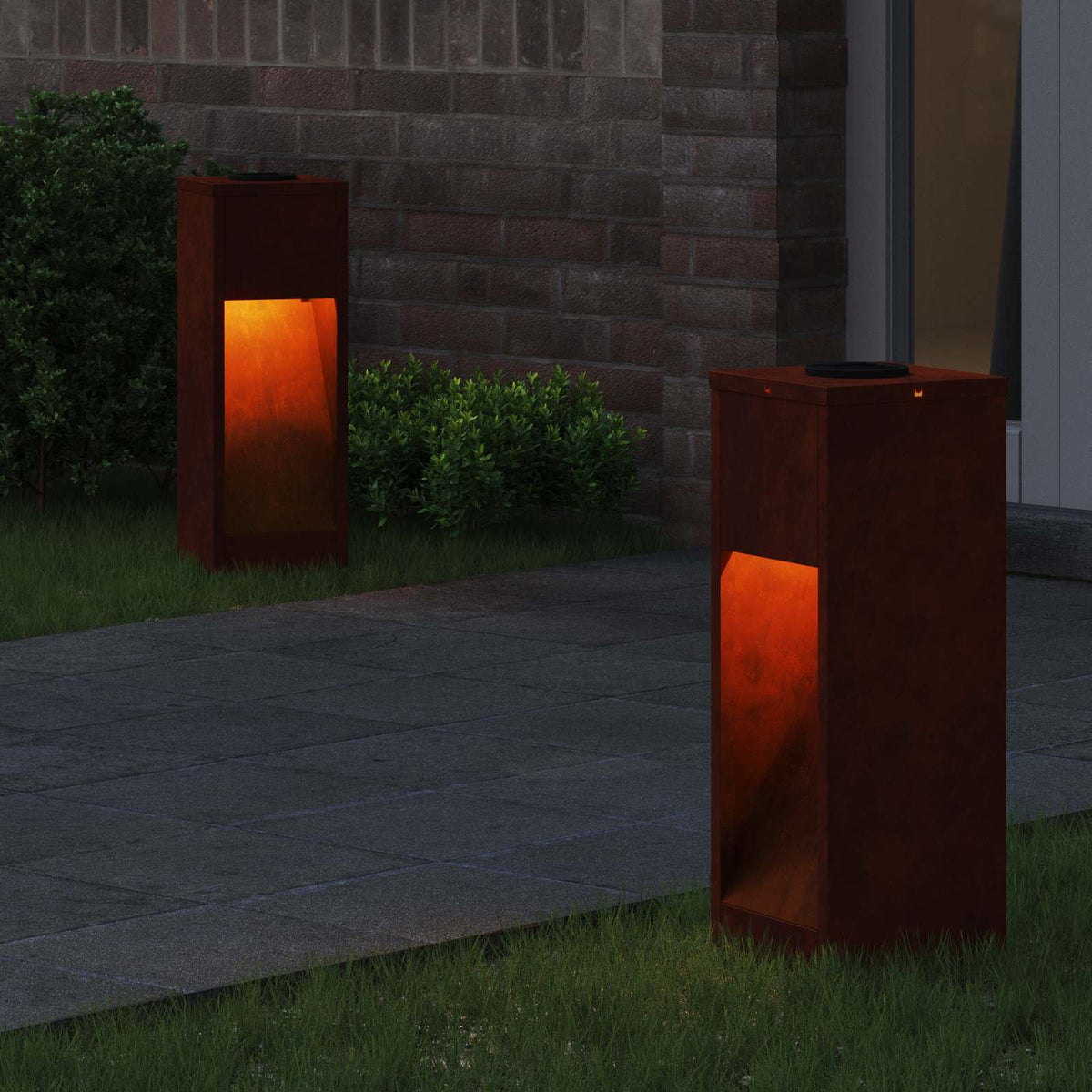 Vidaxl Solar-LED-Wegbeleuchtung 2 Stück bronzefarbener Cortenstahl