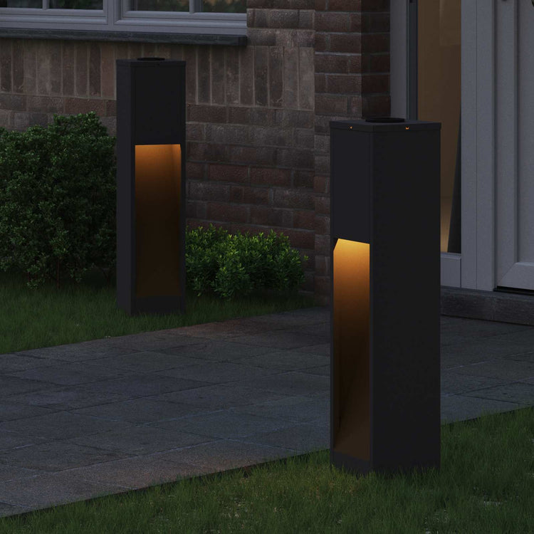 Vidaxxl Solar-LED-Wegbeleuchtung, 2 Stück, schwarzer kaltgewalzter Stahl