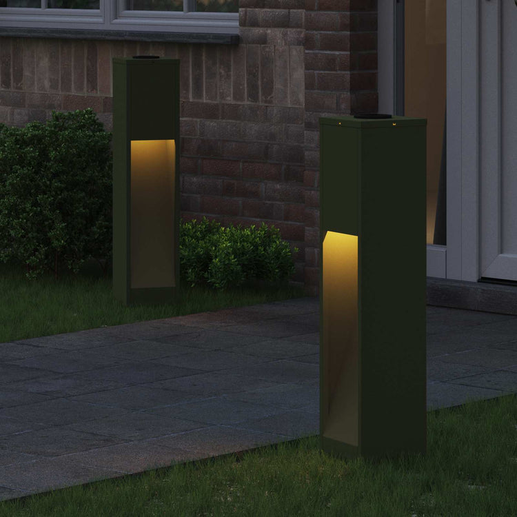 Vidaxxl Solar-LED-Wegbeleuchtung 2 Stück olivgrüner kaltgewalzter Stahl