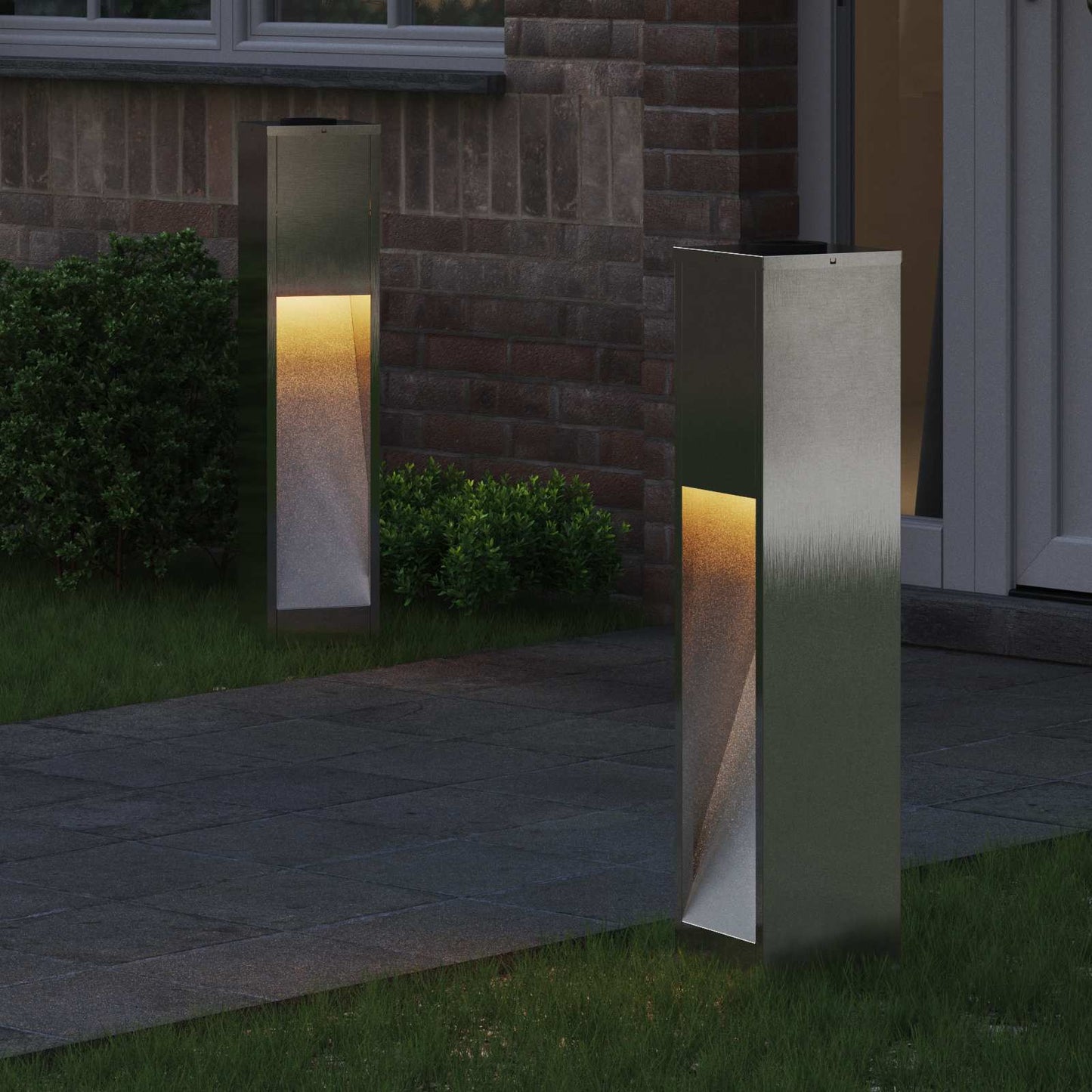 VidaXL Solar-LED-Wegbeleuchtung 2 Stk. Silber Edelstahl
