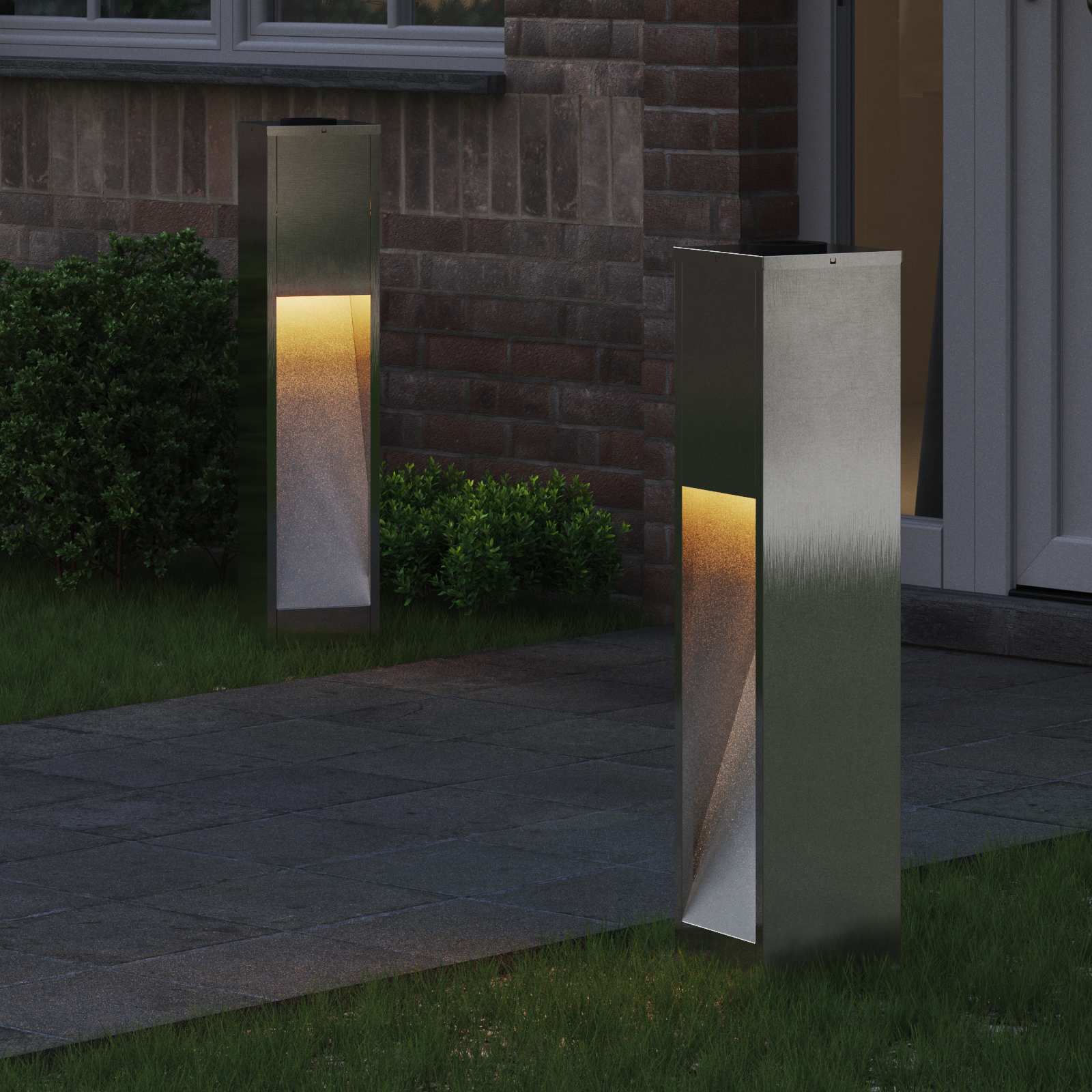 VidaXL Solar-LED-Wegbeleuchtung 2 Stk. Silber Edelstahl