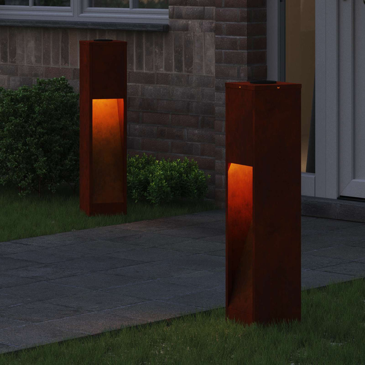 Vidaxl Solar-LED-Wegbeleuchtung 2 Stück bronzefarbener Cortenstahl