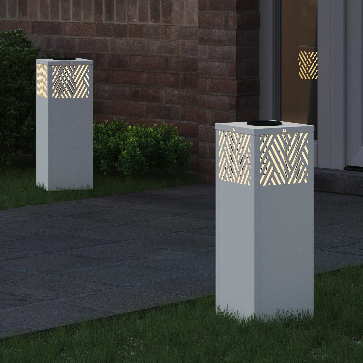 VidaXL Solar-LED-Wegeleuchte 2 Stück weiß kaltgewalzter Stahl
