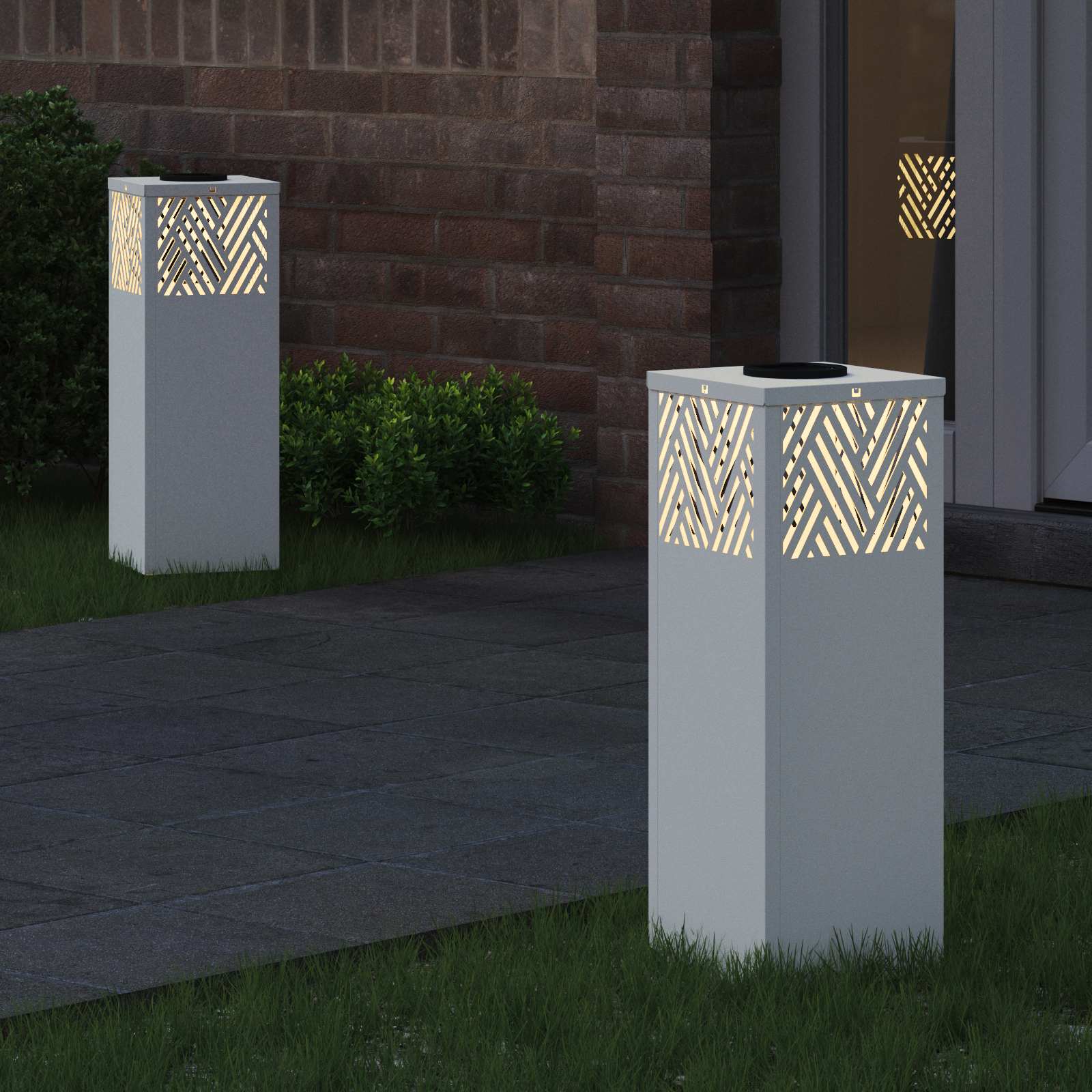 VidaXL Solar-LED-Wegeleuchte 2 Stück weiß kaltgewalzter Stahl