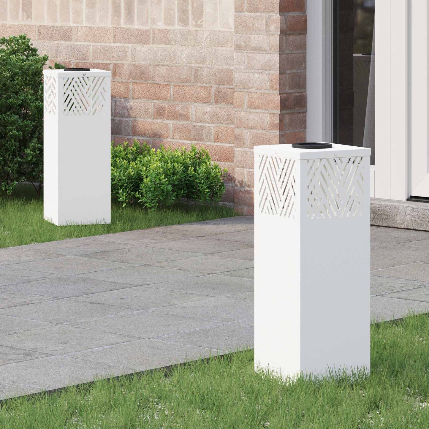 VidaXL Solar-LED-Wegeleuchte 2 Stück weiß kaltgewalzter Stahl