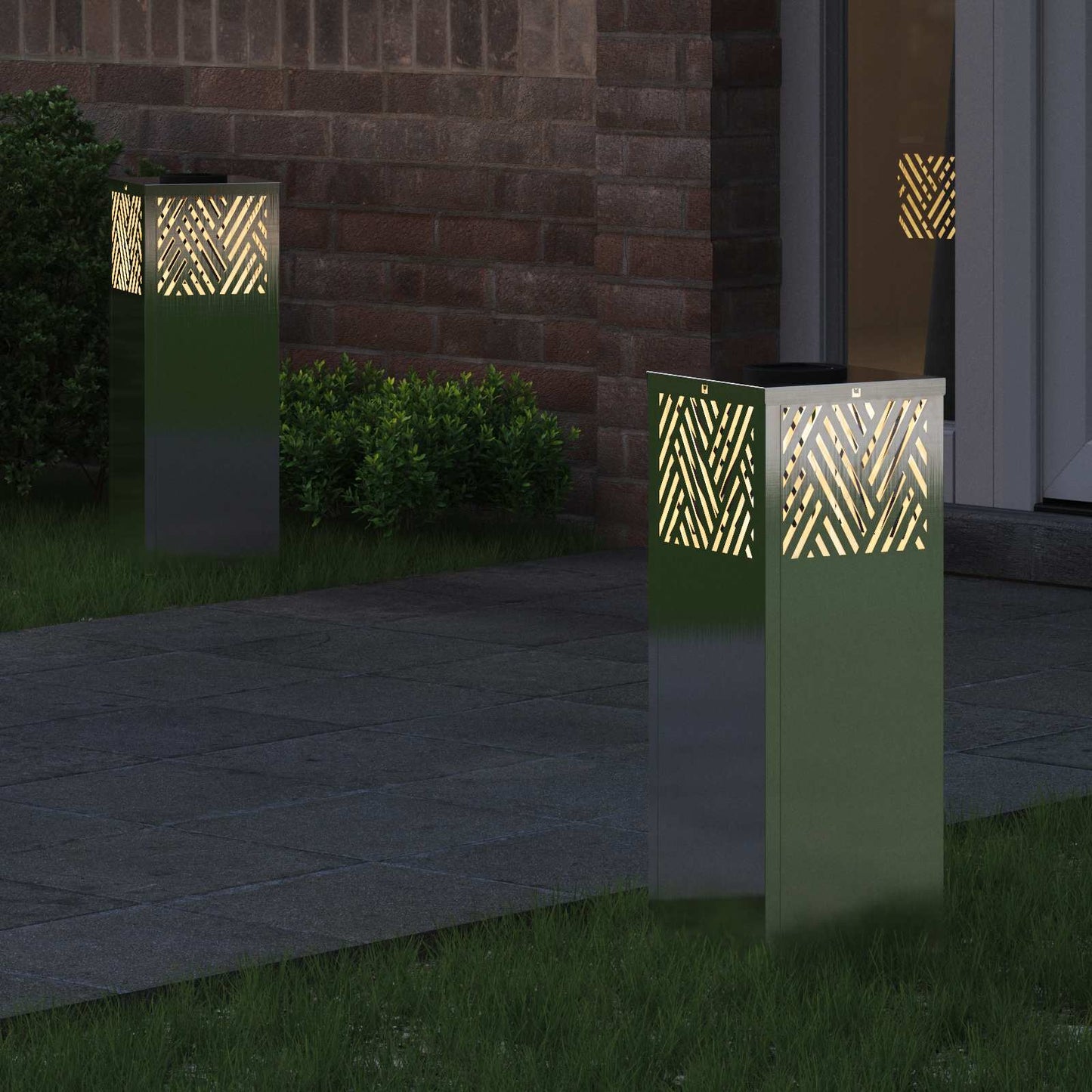 VidaXL Solar-LED-Wegeleuchte 2 Stk. Silber Edelstahl