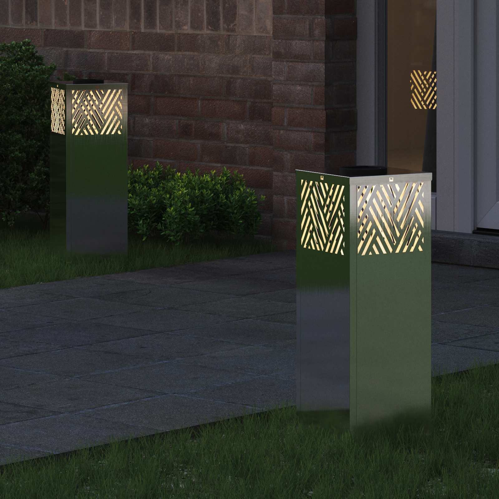 VidaXL Solar-LED-Wegeleuchte 2 Stk. Silber Edelstahl
