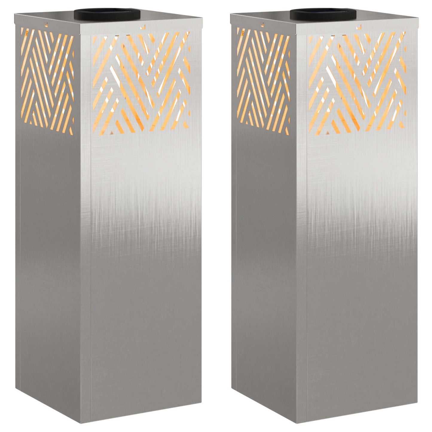 VidaXL Solar-LED-Wegeleuchte 2 Stk. Silber Edelstahl