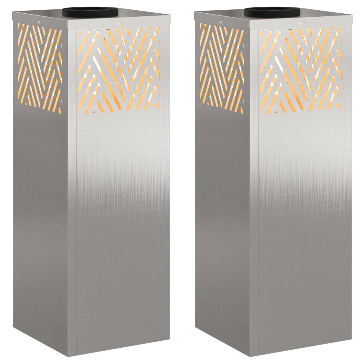 VidaXL Solar-LED-Wegeleuchte 2 Stk. Silber Edelstahl