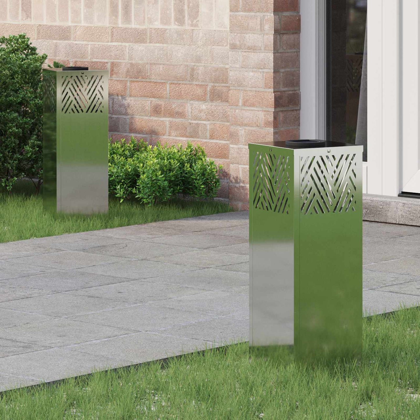 VidaXL Solar-LED-Wegeleuchte 2 Stk. Silber verzinkt